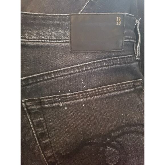 R13 Jenny Midrise Jeans Double Shredded Hem In Orion Black Sz 26 R13W0108-127 (B - Picture 5 of 9